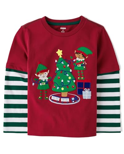 Image of Gymboree Boys and Toddler Embroidered Graphic Long Sleeve Layered T-Shirts