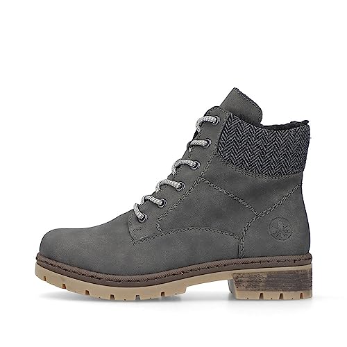 Rieker Damen Schnürstiefeletten Y7424, Frauen Stiefeletten,Boots,Stiefel,Bootee,Booties,halbstiefel,Kurzstiefel,grau (45),42 EU / 8 UK
