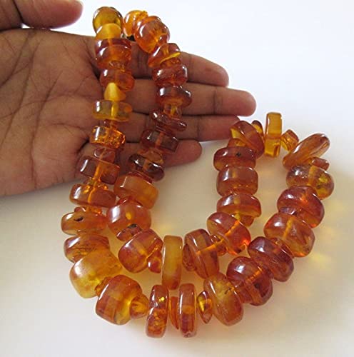 LKBEADS Naszyjnik z bursztynu, koraliki z naturalnego bursztynu, rzadka biżuteria z bursztynu, koraliki od 14 mm do 22 mm, sznurek 50 cm