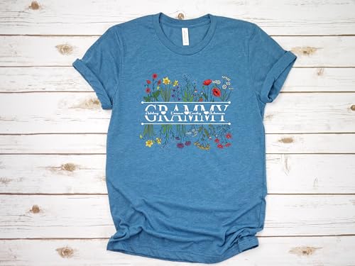 Generic Custom Grammy Floral T-Shirt, Personalized Grammy with Grandkids Name Shirt, Gift for Grammy, GrandmotherTshirt Gift Multi, Medium4