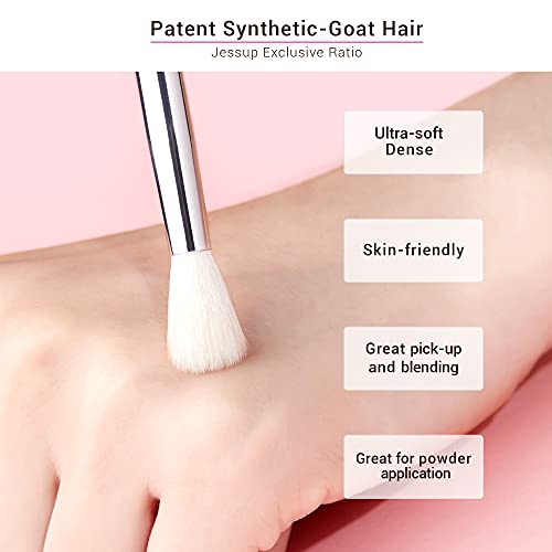 Jessup Small Eye Makeup Brush Set Professional 15pcs White/Silver Premium Natural-synthetic Eye Shadow Blending Concealer Eye & Brow Liner Brushes, T237