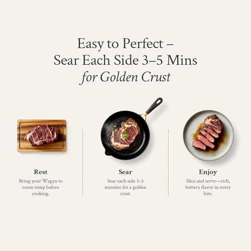 PETRUSCO Japanese A5 Wagyu Ribeye Steaks – Premium Pasture-Raised Beef – Tender Steak Meat, Rich Marbling, Nutrient-Rich, Expertly Cut & Flash Frozen for Freshness – Authentic Gourmet Cuisine – (2x8oz)