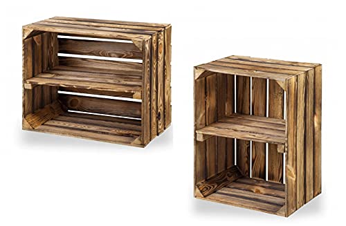 HlpiAMok Jones & Grey VINTAGE APPLE CRATE FRUIT CRATES BUSHEL BOX WOODEN GARDEN PLANTERS WITH SHELF (Dark Brown)