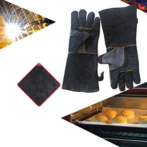 Bom 1 par de luvas para micro-ondas de couro bovino resistentes ao calor para cozinha e forno, ferra