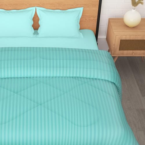 Image of Double Bed Comforter 180 GSM (220x250 CM) | Reversible Comforter Set Double Bed | AC Comforter Double Bed Cotton | All Season Comforter Double Bed Set | Quilt Blanket - Cyan Blue