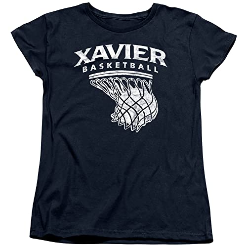 Xavier University Official Basketball Hoop Women's T Shirt,Navy, Large