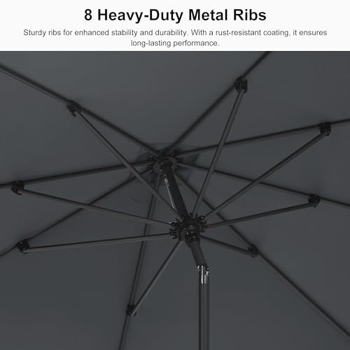 Image of PURPLE LEAF Patio Market Umbrella 6' x 6' Square Tilt Light Gray 8 Ribs