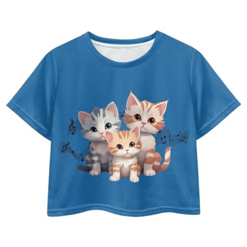 Image of Girl Crop Top Shirts for Summer Cute T Shirts Short Sleeve Tees for Kids 5-16