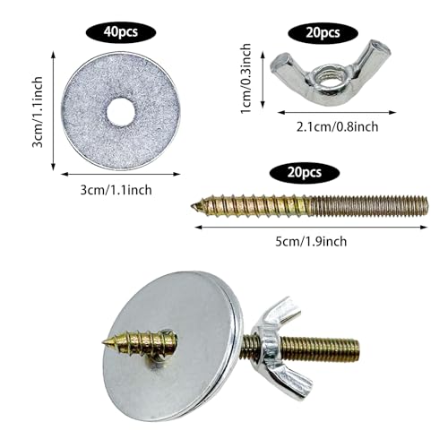 Image of Bird Cage Screws, Bird Perch Screws, Nuts and Make Bird Perches, Stand Platform Accessories for Fixing Pet Cage, Playground Perch, Food Feeder (20, 5cm(1.9inch))