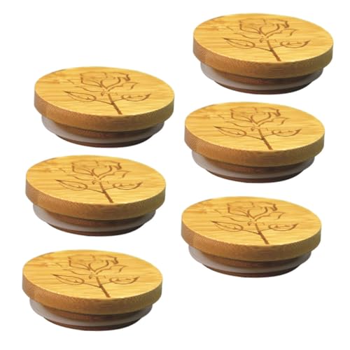 VINTORKY 6pcs Bamboo Yogurt Lid Glass Jar Lid Replace Damaged Lids Leakproof Sealing for Yogurt Jars