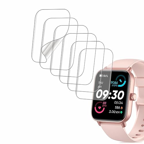 smaate Screen Protector Compatible with IDW19 1.8” MILOUZ aeac KALINCO Quican Hoowel Veryfit Smart Watch, Soft TPU, 6-pack, Bubble Self-healing