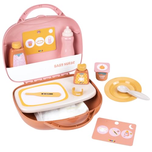 Smoby - Baby Nurse - Vanity - Mini Valise - Prendre Soin de Son Bébé - 13 Accessoires - Assiette, Biberon, Flacon de Crème, Pot de Yaourt Et Autres - A Partir de 3...
