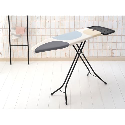 Image of Brabantia Comfort Ironing Board with Solid Steam Generator Rest | Medium (Size B) | Fairtrade Bubbles Cover | Adjustable Height (27-38 inch), XL Iron Rest, Easy Fold, Anti-Collapse Lock, Non-Slip Feet