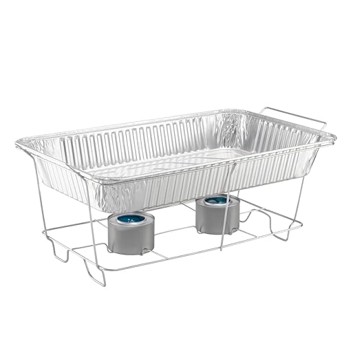 Tiger Chef Disposable Chafing Dishes for Buffet Set - Full-Size Disposable Wire Chafer Stand Kit - 30-Piece Catering Set for Parties Includes Chafer Pans Disposable Serving Utensils