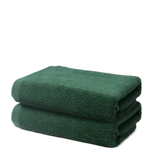 2 er Set Handtücher 50x100 cm | Frottee Weich & Flauschig | 100% Baumwolle | Frottier Handtuch Duschtuch Badetuch Badehandtuch | Oeko-Tex | 500g/m² | Ôhm | Grün