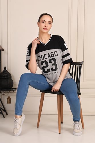 Image of BLACKSTEP Women Oversized Cotton Jersey Tshirt | Loose Fit Streetwear Casual Top | Drop Shoulder Longline T Shirt for Girls College Wear Travel Gym Daily Outfit