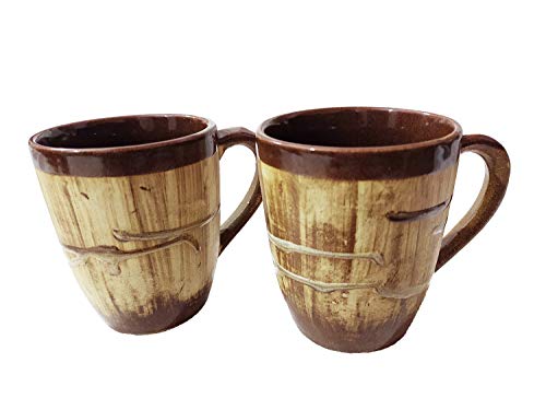 Image of Excalits, Ceramic Cold Coffee, Milk Mug,Set of Two pcs(Brown),Height 10 cm,Dia 8cm,320 ML Capacity of Each (Brown, Medium)