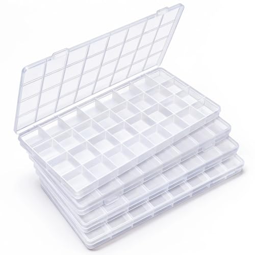 Image of IOOLEEM 32 Grids Plastic Bead Organizer Box, Organizer Container Storage Box, Dividers for Bead Arts and Crafts.(4 Pack)