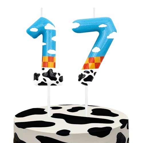 Toy Inspire Game Story 17th Birthday Number Candles, Number 17 Candle Cake Toppers for Cartoon Story Themed Parties, 17th Birthday Cake Candles for Boys and Girls, Kids Party Supplies