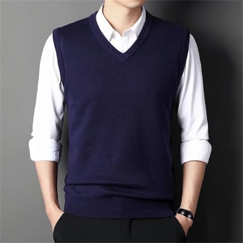 Men's Solid Color Sweater Vest Casual Knitted Sleeveless V-Neck Pullover Waistcoat Outwear2