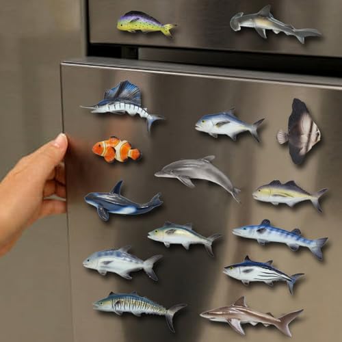 Imán decorativo de resina con forma de pez marino miniatura 6