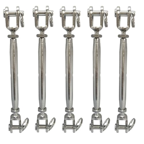 5 PC TENSOR DE CUERDA TIPO QUIJADA DE ACERO INOXIDABLE CUERPO CERRADO 3/16'' WLL 200 Lbs miniatura 1