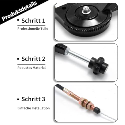 MospdyGear Universeller Gashebel Komplett-Set mit 3m Bowdenzug, Ideal für Reparatur & Ersatz von Rasentraktoren, Baumaschinen, Motorrädern, Einfach zu montieren