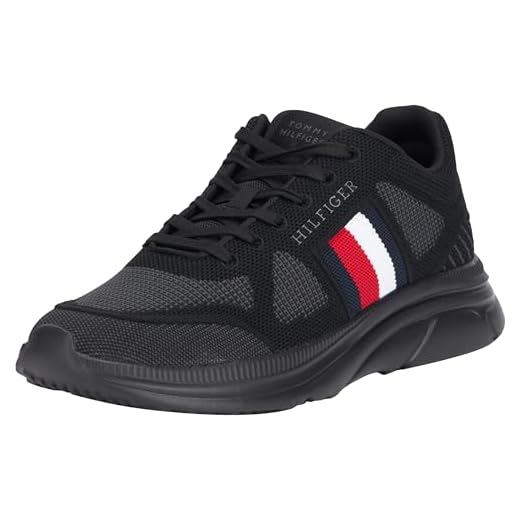 Tommy Hilfiger Runner Sneaker Hombre Modern Runner Knit Calzado deportivo, Negro (Black), 42