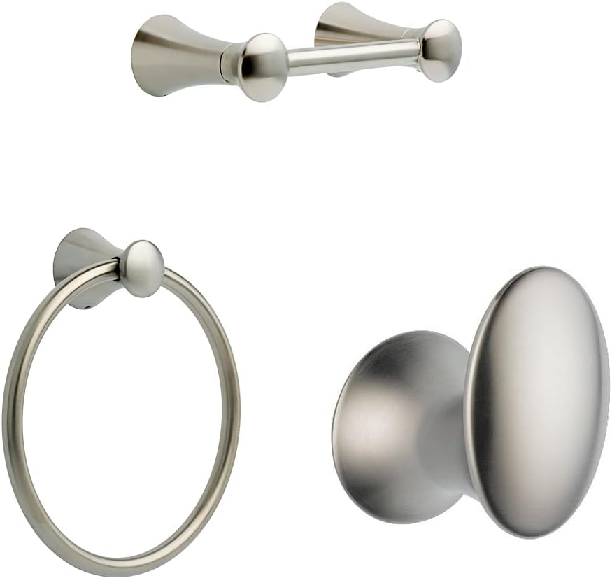Lahara Toilet Paper Holder, Wall Mounted Towel Ring & Robe Hook in Stainless, Bathroom Accessories