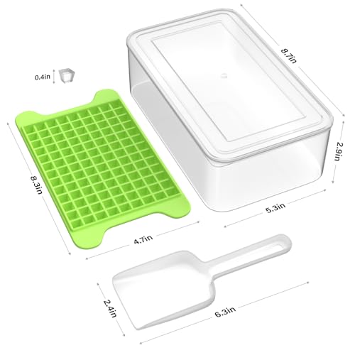 Mini Ice Cube Tray for Freezer: FDDBI Small Ice Trays for Freezer with Bin - 117×4PCS Easy Release Nugget Ice Tray - Crushed Ice Tray with Ice Container