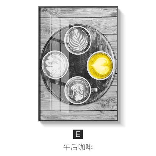 Peinture sur toile moderne Coffee Street jaune et noir pour salon triptyque 70x100 cm - 3