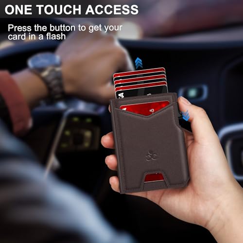 Image of SEMORID Wallet for Men Wallet with Slim Pop Up Card Holder 9-13 Cards, Bifold Minimalist Smart Wallet RFID Blocking Credit Card Holder with ID Window & Stretchable Cash Slot