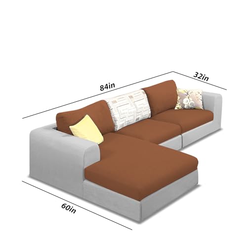 Image of Koza LHS 4 Seater L Shape Sofa Set for Living Room (Brown Grey Fabric) Premium Fabric Sofa