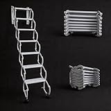 Escalera de Acceso al ático montada en la Pared, Escalera retráctil para altillo, Capacidad de Carga de 300 kg/661 lbs, Escalera metálica Impermeable con Pedal Antideslizante(130CM/51.2IN)
