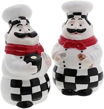 Chef Salt and Pepper Shakers Set Ceramic Kitchen Décor - Full Chef