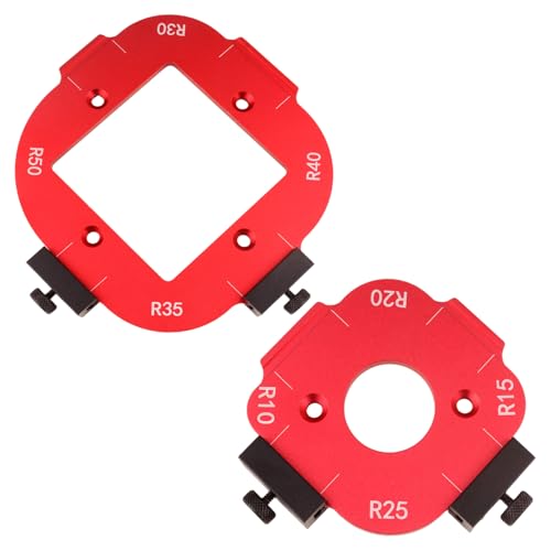 2 Stück Router Jig Radius Schablone, Router Jig Radius Schablonen für Oberfräse, Holzbearbeitungsvorlagen für R10-R50 Radien, Radius Routing Vorlagen für Holzbearbeitung DIY
