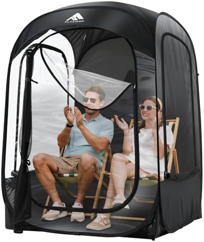 Sports Tent Pop Up Shelter: Flycoop Weather Sports Pod for 1-2 Person Shelter in Winter Portable Camping Pop up Tents Outdoor Cold Weather Screen Bubble House Pod Shade (Black,M)