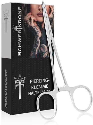 SCHWERTKRONE Pinza para piercing de pendientes y esferas, 14 cm, Acero Inoxidable