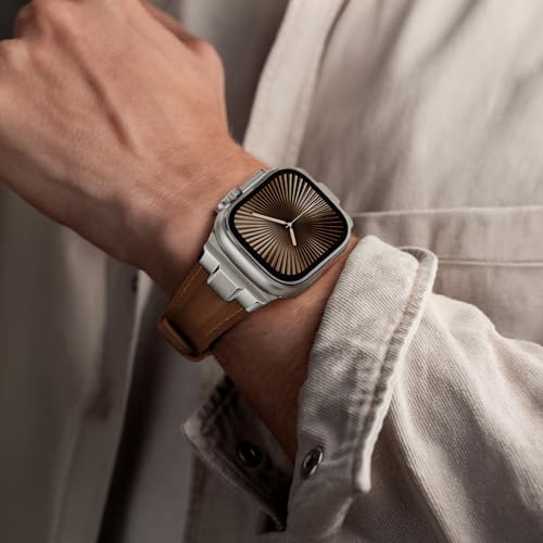 Suitisbest Leather Band Compatible with Apple Watch Ultra 49mm, 46mm, 45mm, 44mm, 42mm and iWatch Ultra/Series 10/9/8/7/6/5/4/3/SE – Replacement Band for Women and Men