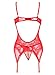 Anyou Valentine lingerie for women,women's lingerie Deep V Lace Teddy Plus Size Bodysuit Lingerie Red XXL