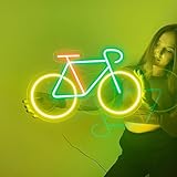 Fahrrad Neon Schild Buntes LED Fahrrad Wandkunst für Fitnessstudio Man Cave & Fahrradladen Dekoration USB-betriebenes Dimmbares Radsport-Themen Neonlicht Geschenk für Radfahrer & Fahrrad-Enthusiasten