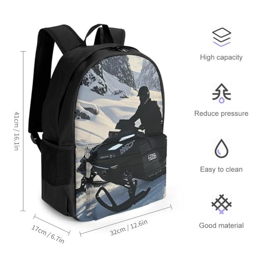 Snowmobile Laptop Backpack - Waterproof Daypack Lightweight Bookbag for Office Outdoor Travel 16 Inch2
