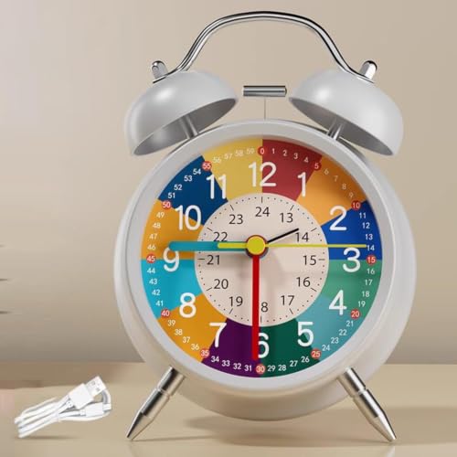 Reloj despertador analógico para niños con batería USB para aprender el tiempo 5