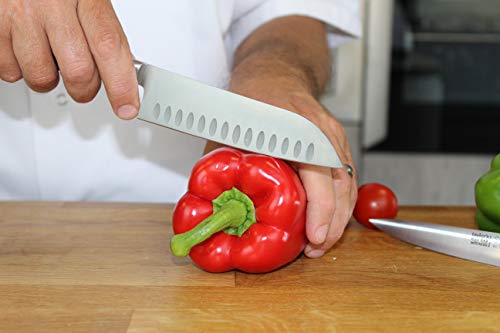 Taylors Eye Witness Syracuse Asian Kitchen Knife Set - Chefs Santoku 13cm/5” & Cooks All Purpose 13cm/5” Cutting Edge, Multi Use. Ultra Fine, Razor Sharp Blade. Soft Textured Grip Matte Black Handle. - Image 4