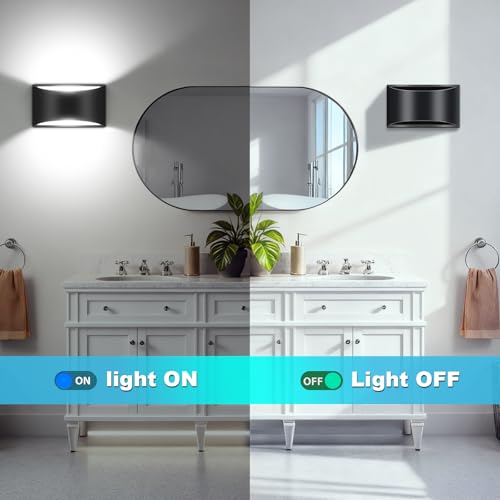 Image of Black Modern LED Wall Sconce Hardwired Indoor Wall Lights Set of 2 Up and Down Wall Mount Light for Living Room Bedroom Hallway Corridor Conservatory 6000K Cold White(with G9 Bulbs)