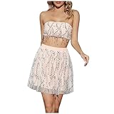 Yihaojia clearance clothing Womens Sexy Sequin 2 Piece Skirtr Set Outfits Bandeau Going Out Flowy Tassel Crop Tops Bodycon Skirt Mini Dress