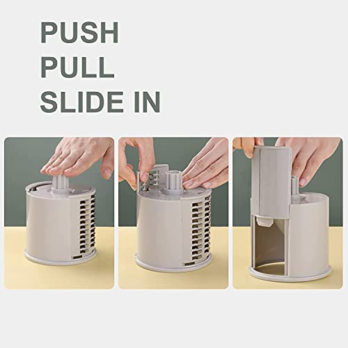 Image of Rotary Vegetable Slicer and Grater, 4-in-1 Mandoline with Slicing, Julienne, Shredding Blades, Green, Large Feed Port with Suction Base
