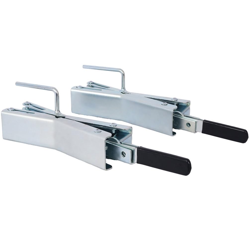 Stabilizator koła kempingowego, 2 zestawy, wytrzymałe kliny blokujące, do przyczep podróżnych i kamperów, regulowana szczelina w oponach od 2,5-1 cm do 15 cm, stalowy stabilizator opony z grzechotką i