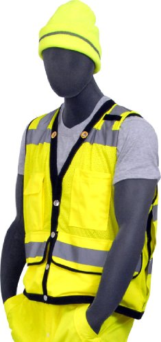 Majestic Glove 75-3207 Fabric High Visibility Heavy Duty Mesh Vest with Snap Closure, 3X-Large, Yellow