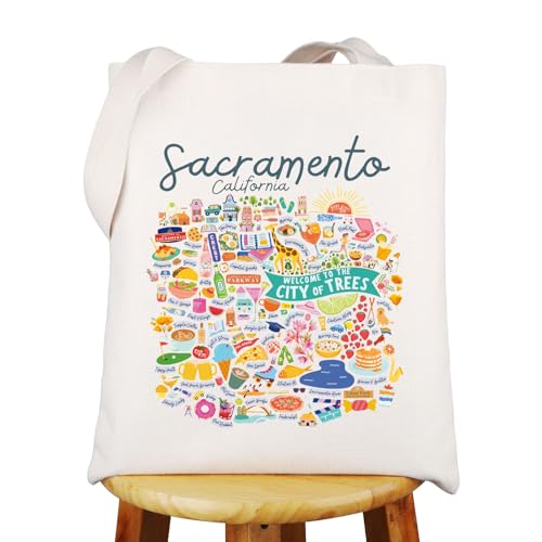 WZMPA California Sacramento Travel Tote Bag Sacramento Souvenir Gift Sacramento City Of Trees Travel Shoulder Bag